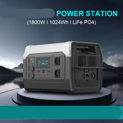 Powerstation – Draagbare Generator – Stroomvoorziening – Noodstroom – Zonne-energie – 1800W Vermogen – Oplaadbare Lithiumbatterij – Europees Stekkertype – Variant XP1000_1800W+SPC200