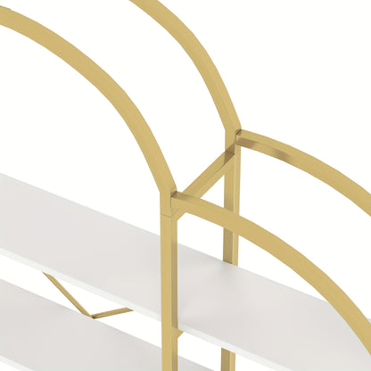 170 X 26 X 190cm Stylish Shelf, Tubular Steel MDF Material, Five Storage Levels, Unique Cloud Shape, Easy to Assemble And Clean, Golden + White, Standing Shelf