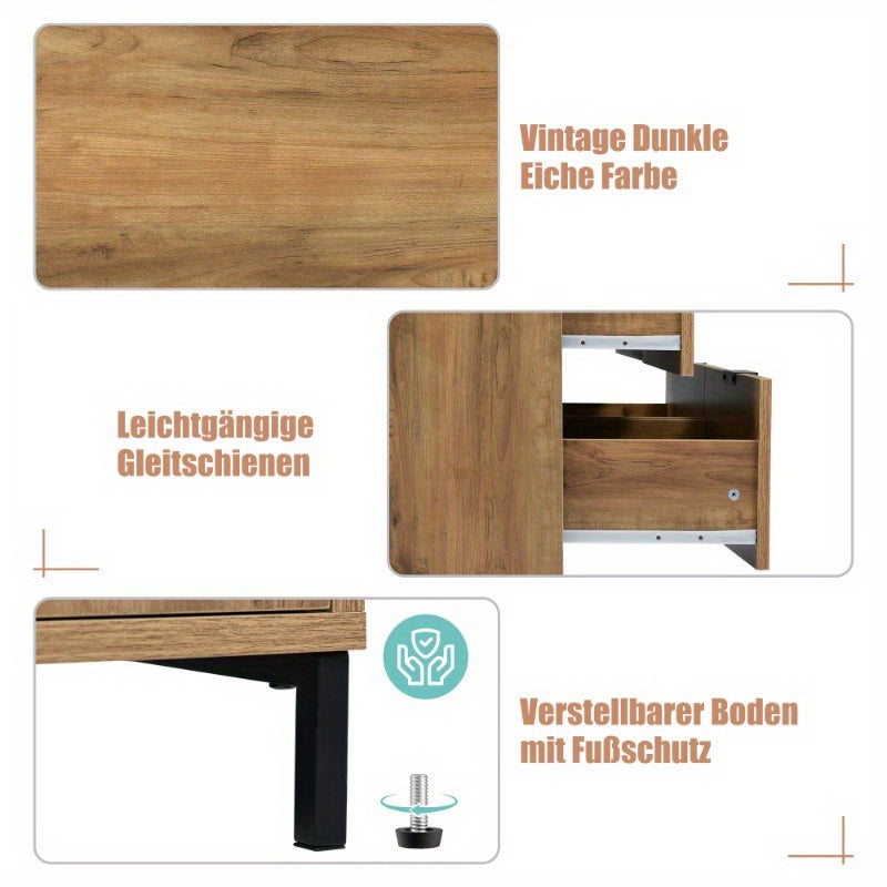 Metalen Ladekast – Opbergkast – Ladeblok – Kast Met Lades – Ladekast Slaapkamer – 6 Lades – Donkere Eikenhoutafwerking – Direct Gebruiksklaar Zonder Montage