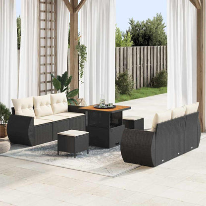 Tuinbank – Buitenbank – Tuinmeubel – Loungeset – Zithoek – Ruime Zitplaatsen – Weerbestendig Rotan – Crème Beige Kussens