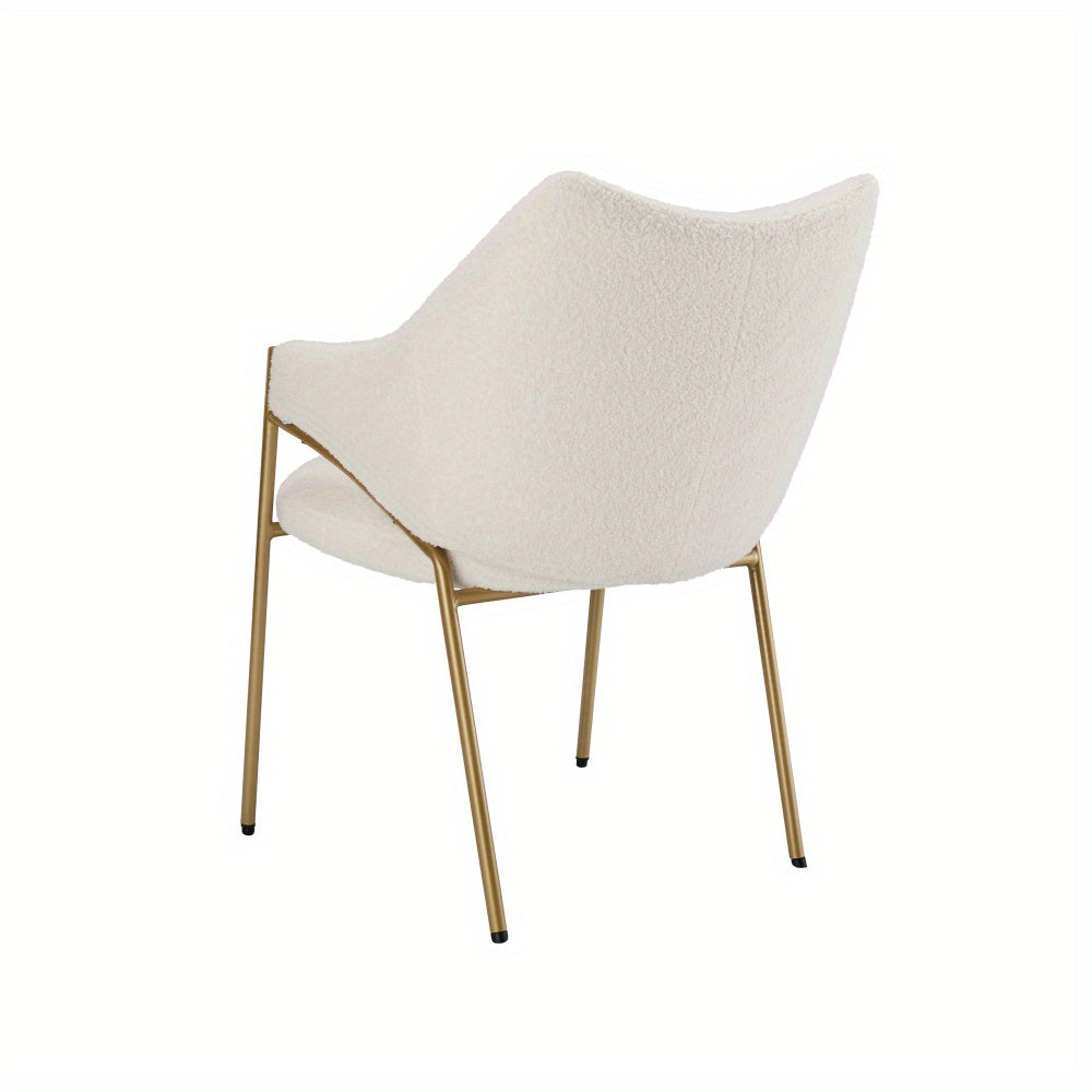 Eetkamerstoel – Stoel – Kuipstoel – Armstoel – Designstoel – Modern Design – Lamssherpa Bekleding – Stabiel Metalen Frame