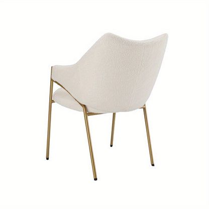 Eetkamerstoel – Stoel – Kuipstoel – Armstoel – Designstoel – Modern Design – Lamssherpa Bekleding – Stabiel Metalen Frame