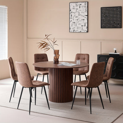 Eettafel – Ronde Tafel – Keukentafel – Eetkamertafel – Landelijke Tafel – 120 cm Diameter – MDF Blad Met Metalen Onderstel – Verstelbare Voetjes