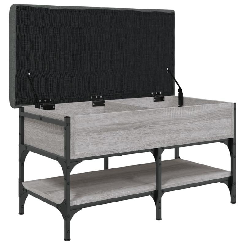 Modern Gray Sonoma Shoe Bench with Cushioned & Storage - Frame & Particleboard, Padded Entryway Bench with Shoe Rack, Space-Saving Freestanding Furniture (Under 68.58cm Height, <3.2 Cu Ft) for Hallway, Mudroom, Small