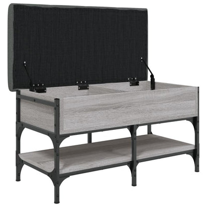 Modern Gray Sonoma Shoe Bench with Cushioned & Storage - Frame & Particleboard, Padded Entryway Bench with Shoe Rack, Space-Saving Freestanding Furniture (Under 68.58cm Height, <3.2 Cu Ft) for Hallway, Mudroom, Small
