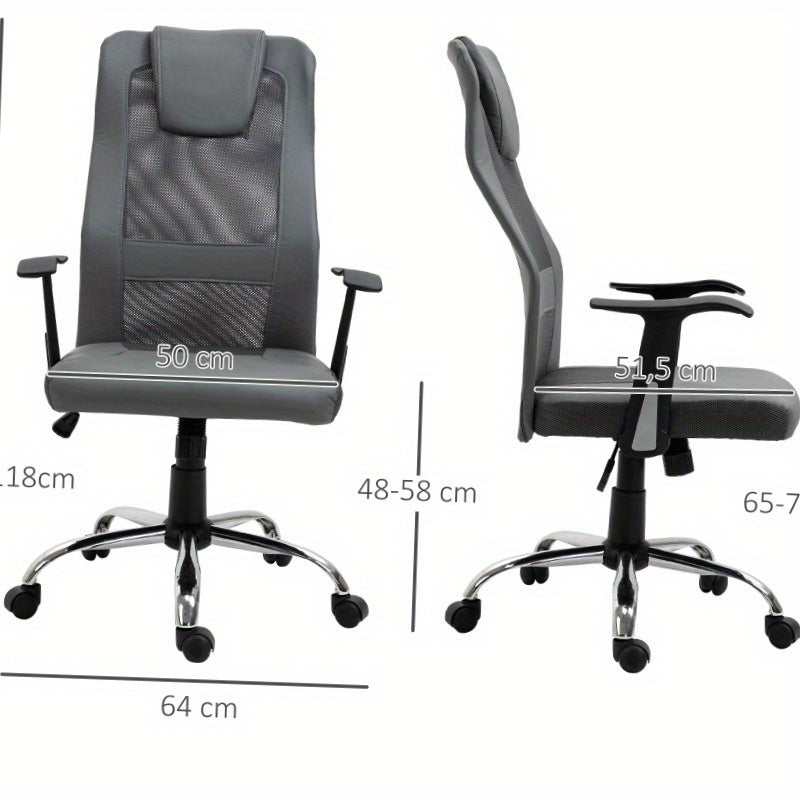 Ergonomische Bureaustoel – Bureaustoel – Werkstoel – Kantoormeubilair – Draaistoel – Grijs – 360° Draaibaar – Verstelbare Zithoogte – Max. 120 kg