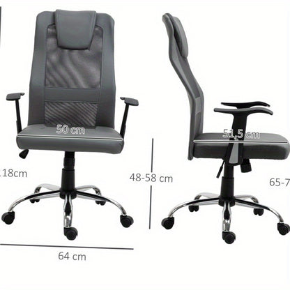 Ergonomische Bureaustoel – Bureaustoel – Werkstoel – Kantoormeubilair – Draaistoel – Grijs – 360° Draaibaar – Verstelbare Zithoogte – Max. 120 kg
