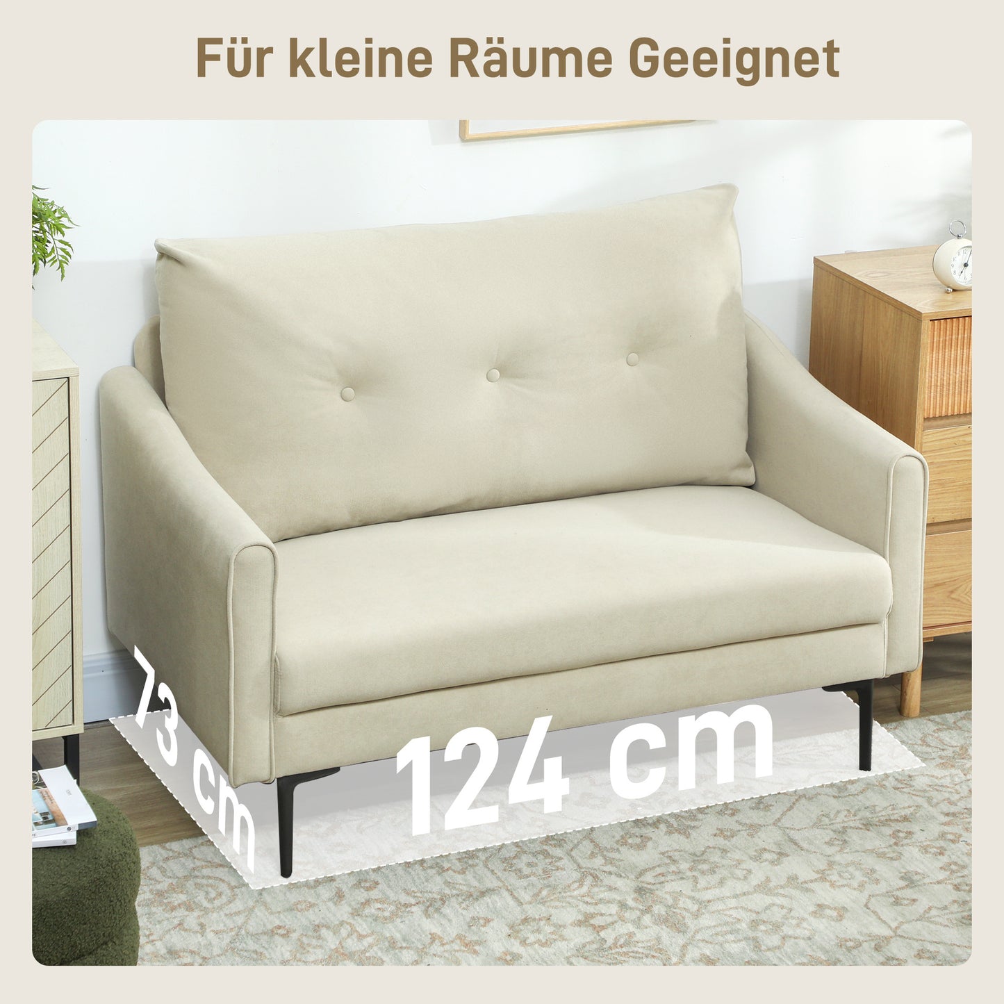 2-Zits Bank – Tweezits Sofa – Zithoek – Loveseat – Loungebank – Cream – Zachte Foam Kussens – Stevig Metalen Frame