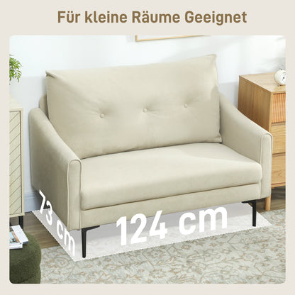 2-Zits Bank – Tweezits Sofa – Zithoek – Loveseat – Loungebank – Cream – Zachte Foam Kussens – Stevig Metalen Frame