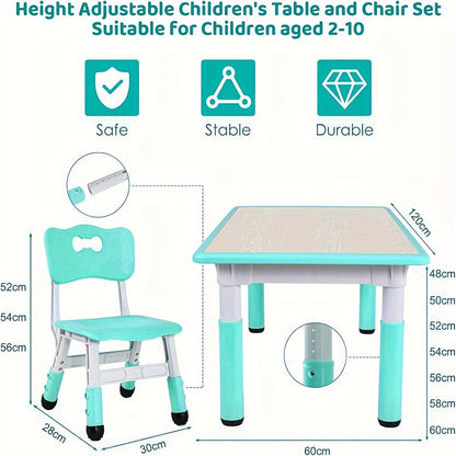 Kinderstoel – Kindertafel – Stoelenset – Kindermeubilair – Kleuterstoel – Verstelbare Hoogte – Duurzaam HDPE Kunststof