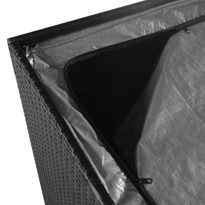 Opbergbox – Opbergkist – Opbergkrat – Opbergmand – Opbergcontainer – Zwart Gevlochten – Duurzaam Weerbestendig Resin – 150x100x100 cm – Makkelijk Te Installeren Deksel