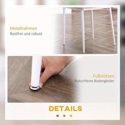 3-Teilige Essgruppe Esstisch Mit 2 Stühlen Esszimmergruppe Mit Metallgestell Sitzgruppe Für Esszimmer, Küche Nautr+Weiß, Moderne Küchenmöbel, Schneller Aufbau, Platzsparend, Esstisch Im Landhausstil Geeignet Für Wohnzi