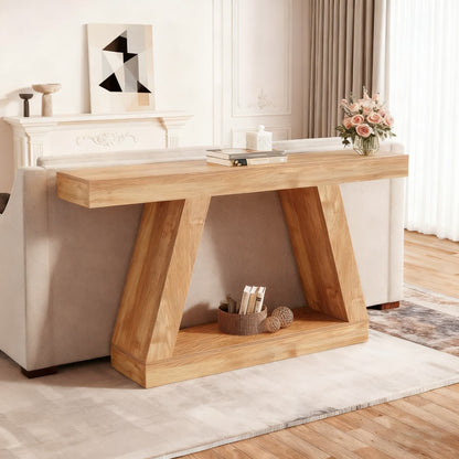 Houten Sidetable – Sidetable – Haltafel – Wandtafel – Console Table – Natuurlijk Bruin – 140 cm Breed – Stevig Geperst Hout