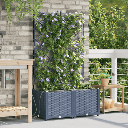Plantenbak Met Irrigatiesysteem – Bloembak – Tuinbak – Plantenpot – Waterreservoir – Set Van 2 – Grijs – Zelfbewaterend – Duurzaam Materiaal