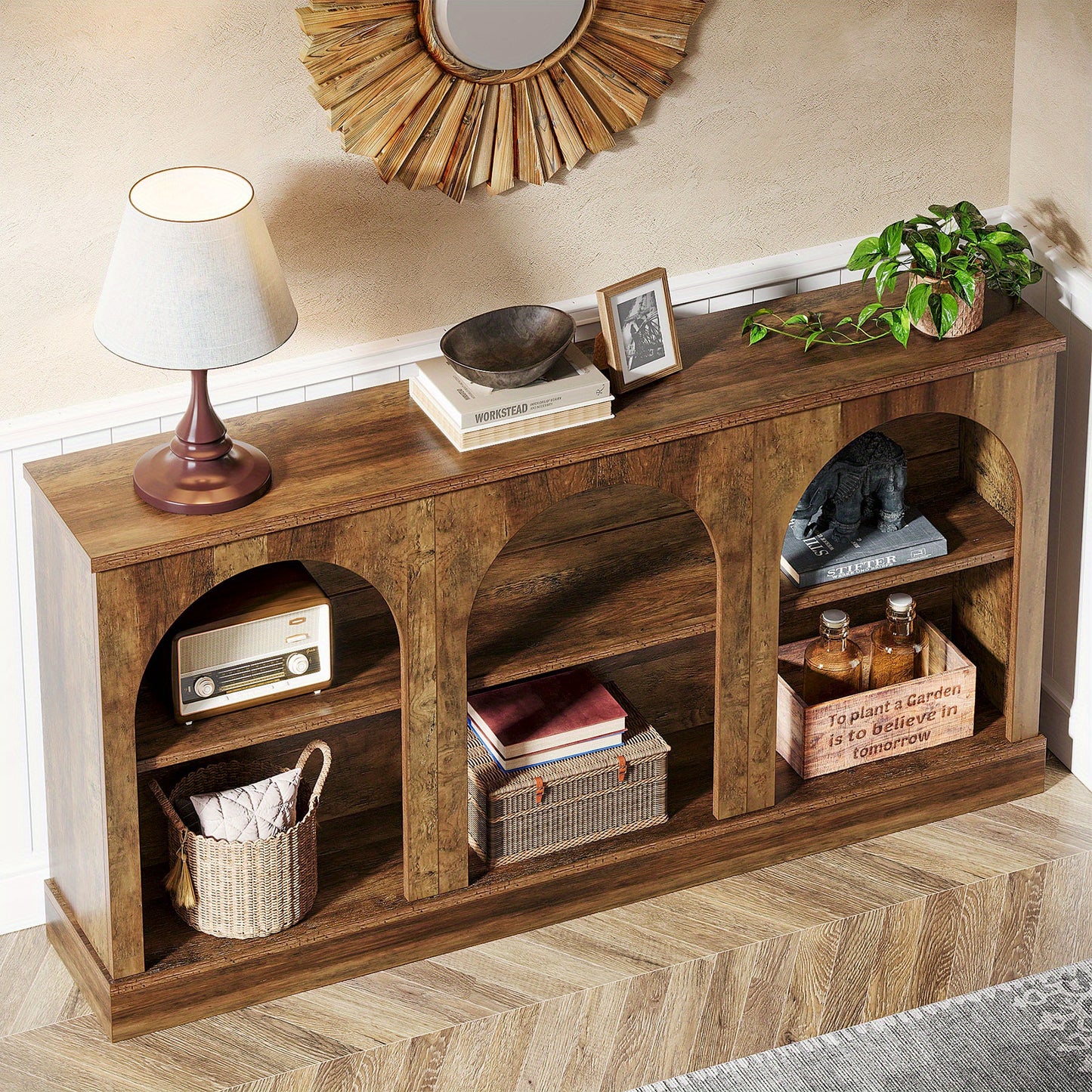 Sidetable – Wandtafel – Sofa tafel – Hal tafel – Tv-meubel – Industrieel design – 160 cm breed – Hoogwaardig MDF met houtfineer