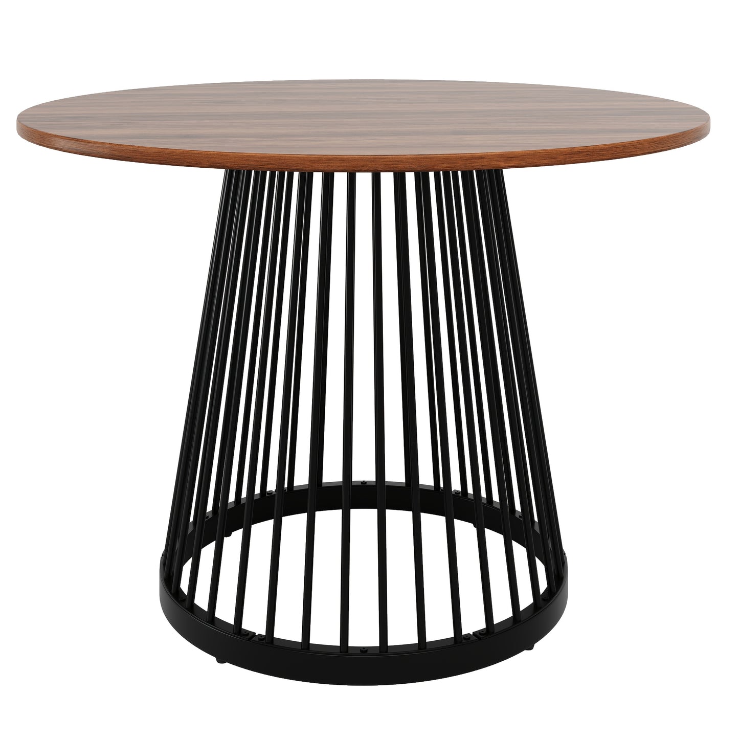 Contemporary Round Dining Table with Metal Legs - 80x80x76cm (27.5" Round), MDF Walnut Color Top & Black, 4-Person Capacity, Easy Assembly for Living Room & Dining Room, Dining Table for Living Room, Elegant Table Design