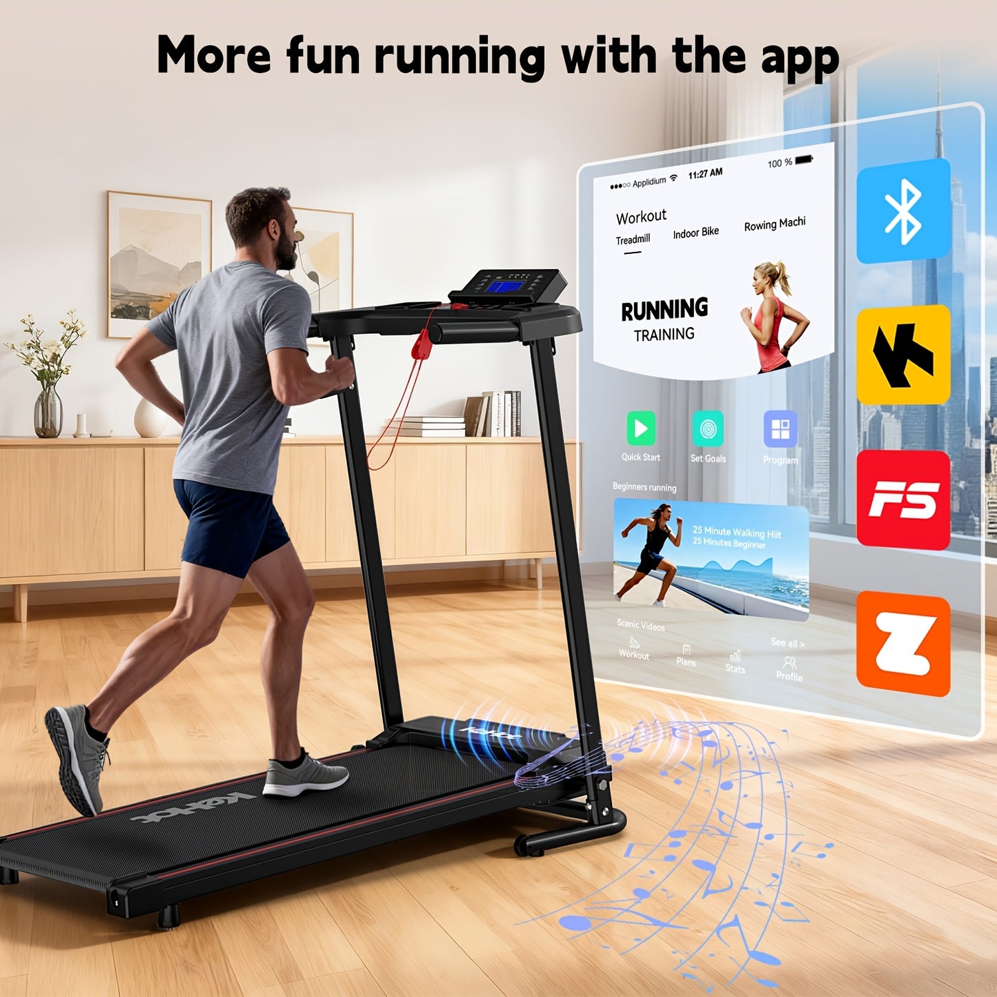 Smart Home Walking Treadmill with Multi-Function Display Quiet DC Motor EU 220-240V Support 12 Preset Workout Programs Ideal for Indoor Light Exercise