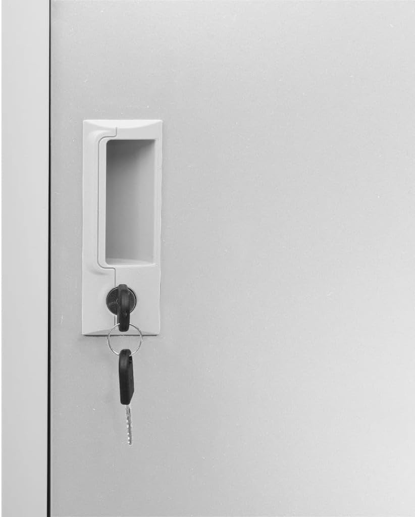 Steel Locker Cabinet Light Grey 90x45x92.5cm Metal Office Storage Cabinet - QUORE