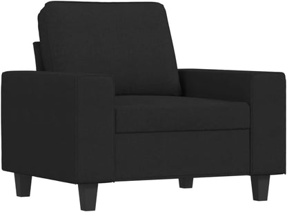 Fauteuil met kruk – Loungestoel – Armleuningstoel – Leesstoel – Moderne stoel – Zacht gevoerd en ademende polyester stof – Robuust multiplex en metalen frame
