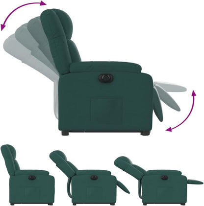 Relaxstoel Met Opstahulp – Elektrische Relaxstoel – TV-Stoel – Ligstoel – Relaxfauteuil – Elektrisch Kantelsysteem – Donkergroene Stof – Automatische Ligfunctie tot 135 Graden