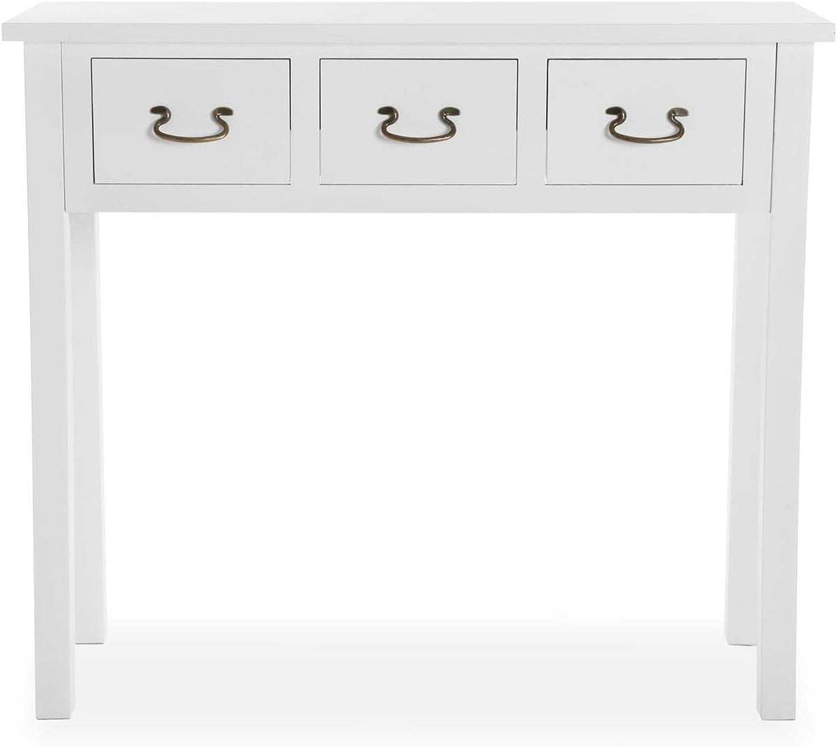 Versa Niza Smalle hal of vestibule Entree hal meubilair, Console Tafel, met 3 laden, Afmetingen (H x B x H) 80 x 35 x 90 cm, Hout, Kleur Wit