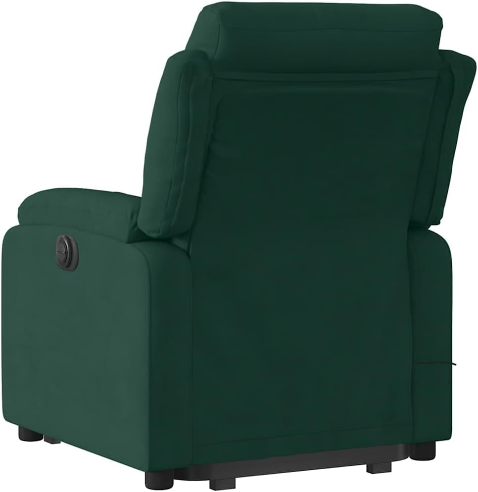 Relaxstoel – Opstahulp Stoel – Tv-Stoel – Ligstoel – Fauteuil – Elektrische Opstahulp – Donkergroen Fluweel