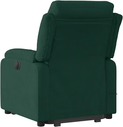 Relaxstoel – Opstahulp Stoel – Tv-Stoel – Ligstoel – Fauteuil – Elektrische Opstahulp – Donkergroen Fluweel
