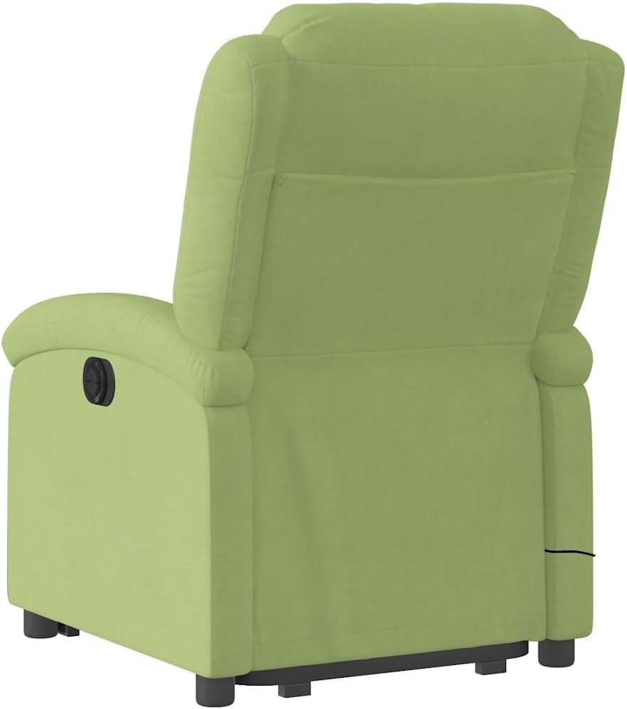 Elektrische Relaxfauteuil – Massagefauteuil – Liftstoel – TV-Fauteuil – Verstelbare Relaxstoel – Lichtgroen Fluweel – 6-Punts Vibratiemassage – Elektrische Opstaan-Ondersteuning