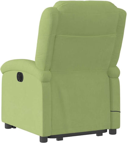 Elektrische Relaxfauteuil – Massagefauteuil – Liftstoel – TV-Fauteuil – Verstelbare Relaxstoel – Lichtgroen Fluweel – 6-Punts Vibratiemassage – Elektrische Opstaan-Ondersteuning