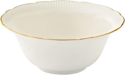 Elegante 26-delige dinerset, 100% porselein, wit en goud, inclusief serviesborden, diepe borden, kommen en borden, vaatwasser- en magnetronbestendig