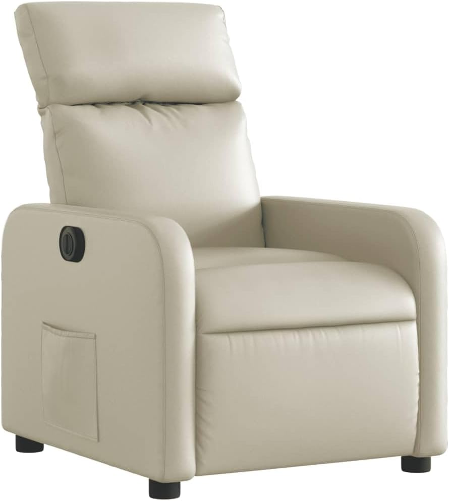 Elektrisch Verstelbare Fauteuil – Relaxstoel – Leren Stoel – Elektrische Relaxfauteuil – Kunstleer Fauteuil – 135 Graden Verstelling – Crèmekleurig Kunstleer