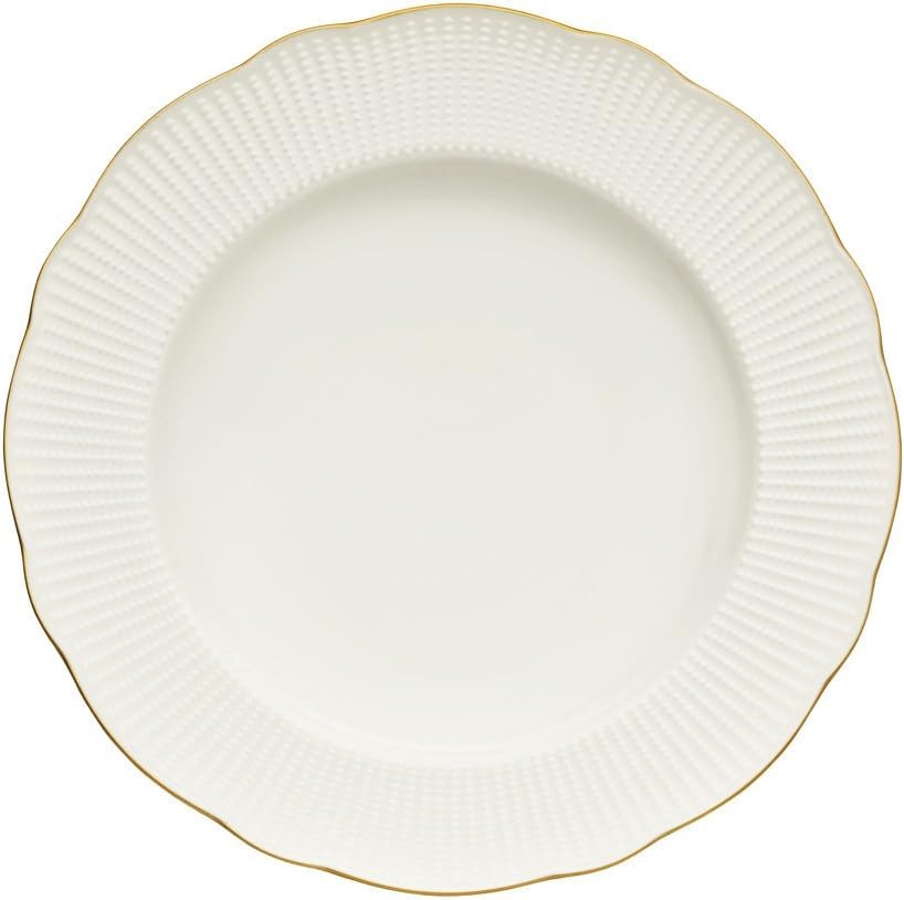 Elegante 26-delige dinerset, 100% porselein, wit en goud, inclusief serviesborden, diepe borden, kommen en borden, vaatwasser- en magnetronbestendig