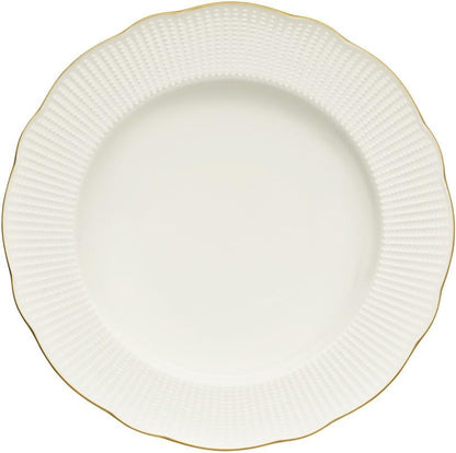 Elegante 26-delige dinerset, 100% porselein, wit en goud, inclusief serviesborden, diepe borden, kommen en borden, vaatwasser- en magnetronbestendig