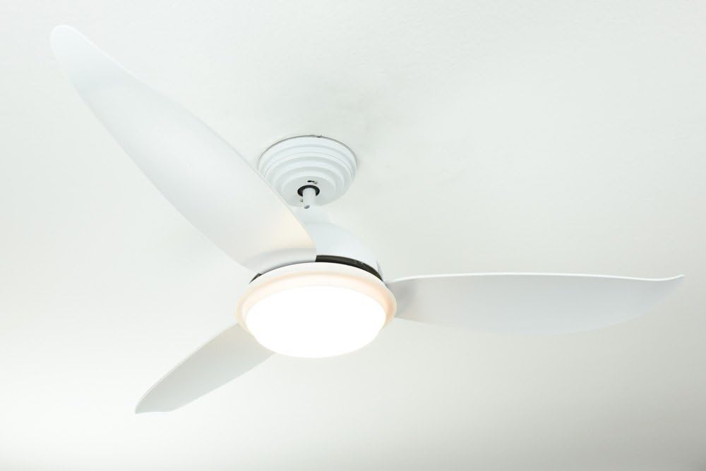 moderne design Plafondventilator Pepeo Raja met dimbare LED-verlichting en afstandsbediening - 122cm - Wit - Energiezuinige stille DC Motor - 3 lichtkleuren - Omkeerbare winter- en zomerstand, timer