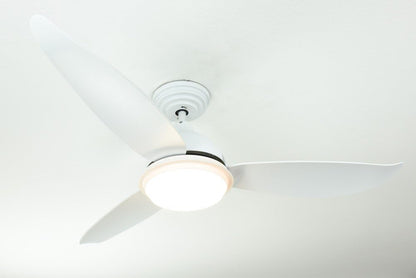 moderne design Plafondventilator Pepeo Raja met dimbare LED-verlichting en afstandsbediening - 122cm - Wit - Energiezuinige stille DC Motor - 3 lichtkleuren - Omkeerbare winter- en zomerstand, timer
