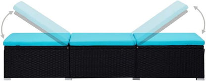 vidaXL 3-piece sunbed set with tea table poly rattan black