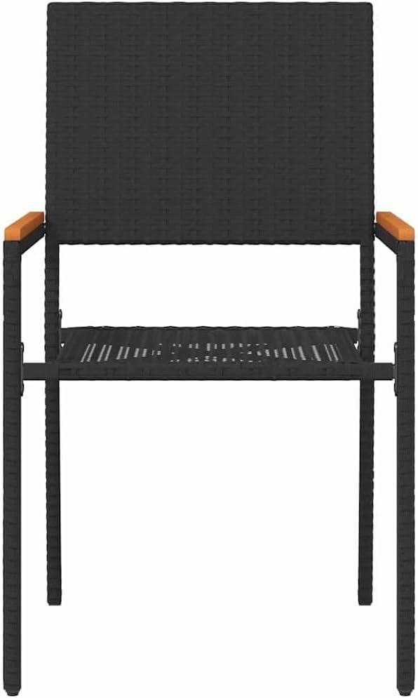 Tuinstoelen – Buitenstoel – Tuinmeubel – Terrasstoel – Stapelbare Tuinstoelen – Weerbestendig PE-Rattan – Massief Acaciahouten Armleuningen