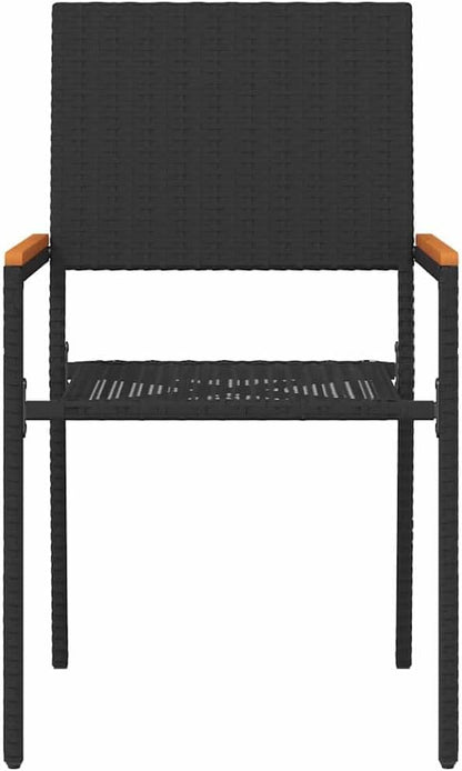 Tuinstoelen – Buitenstoel – Tuinmeubel – Terrasstoel – Stapelbare Tuinstoelen – Weerbestendig PE-Rattan – Massief Acaciahouten Armleuningen