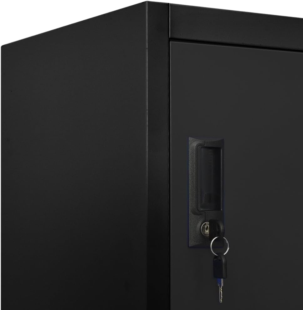 vidaXL Locker cabinet 90x45x180cm steel black, storage cabinet, locker, locker, locker, cabinet, safe, storage cabinet, steel locker, office cabinet, storage cabinets, cupboards - QUORE