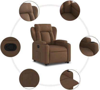Relaxstoel Met Opstahulp – Elektrische Sta Op Stoel – Ligstoel Met Handmatige Kantelfunctie – Tv-Stoel Voor Woonkamer – Relaxstoel Voor Slaapkamer – Bruine Stof Bekleding – Maximaal Comfort Met Flexibele Ligpositie