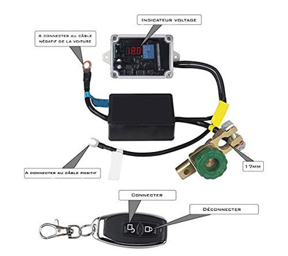 Mota Accuscheidingsschakelaar voor auto, universeel, automatisch, met afstandsbediening
