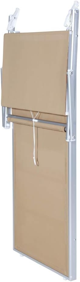 VERDELOOK Strandstoel met zonnedak, frame van aluminium, bespanning van textiel, 186 x 61 x 38 cm, zandkleurig