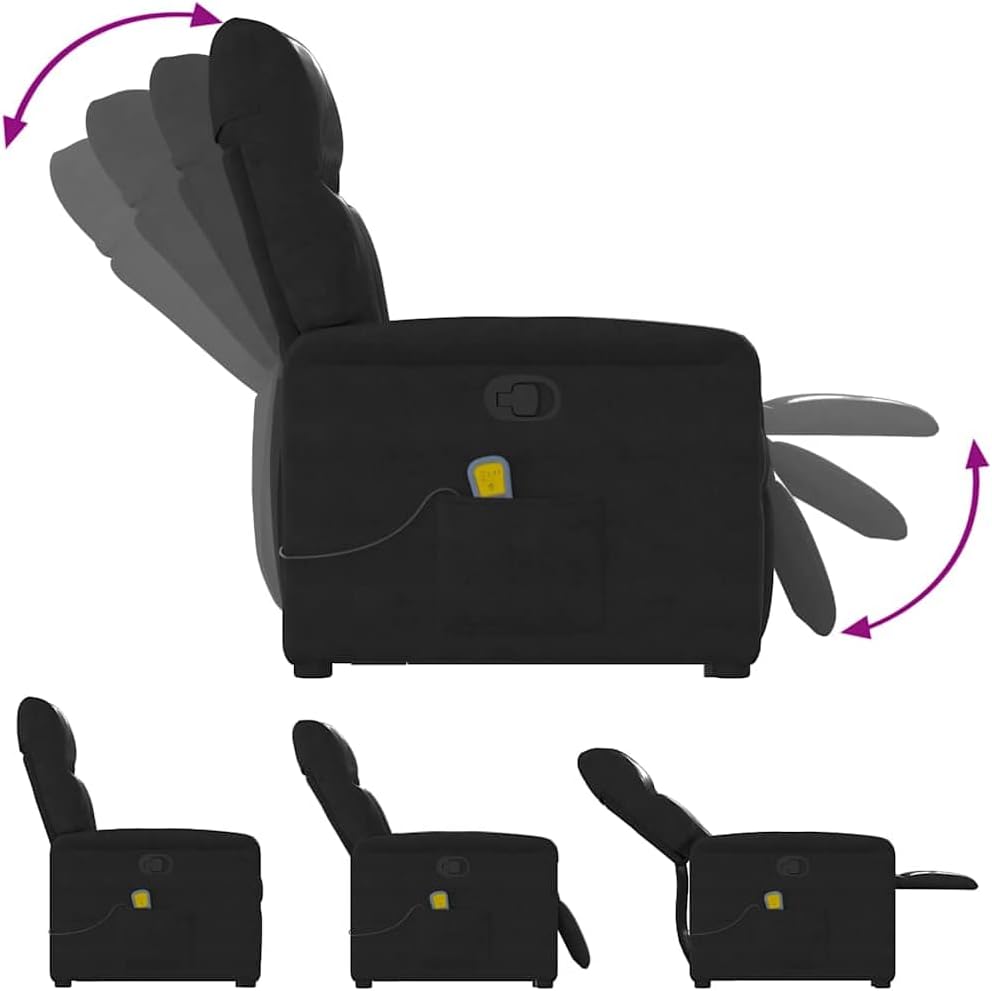 vidaXL Stand up massage chair adjustable microfibre fabric black