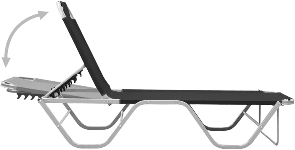 vidaXL Sunbed aluminum and textilene black - QUORE