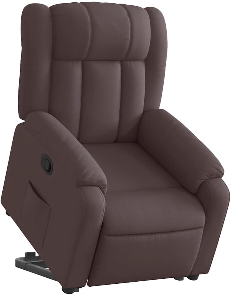 Relaxstoel Met Opstahulp – Elektrische Tv-Stoel – Loungezetel – Ligstoel – Relaxfauteuil – Handmatige Ligfunctie – Donkerbruin Stof – Draagvermogen 110 Kg
