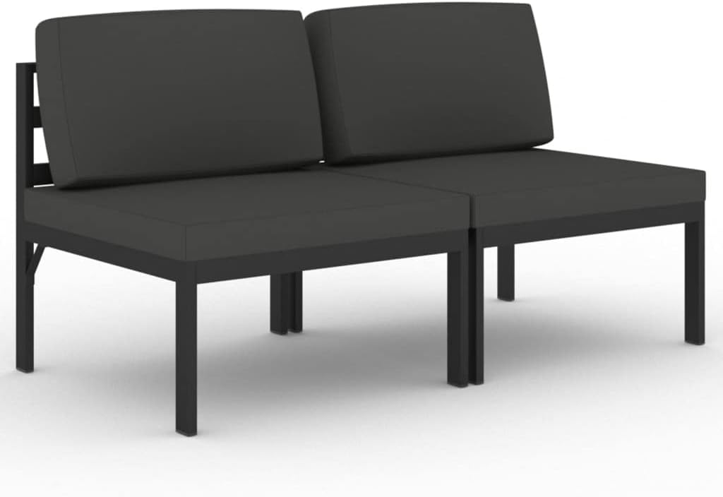 vidaXL Garden bench 2 seater with cushions aluminium anthracite coloured - QUORE