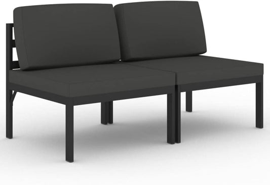 vidaXL Garden bench 2 seater with cushions aluminium anthracite coloured - QUORE