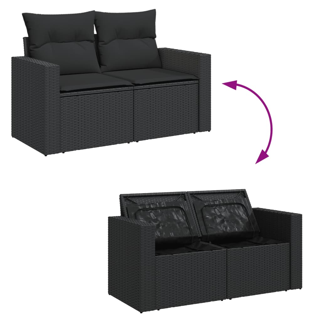 Tuinbank – Buitenbank – Zitbank – 2-zits Bank – Poly Rattan – Weerbestendig – Met Kussens