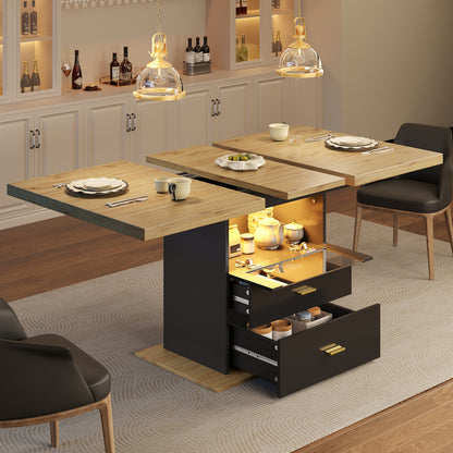 Dining table, extendable dining table, 110 x 80 x 75cm, suitable for use in dining rooms, kitchens or patios, extends to 140cm, accommodates up to 6 people.