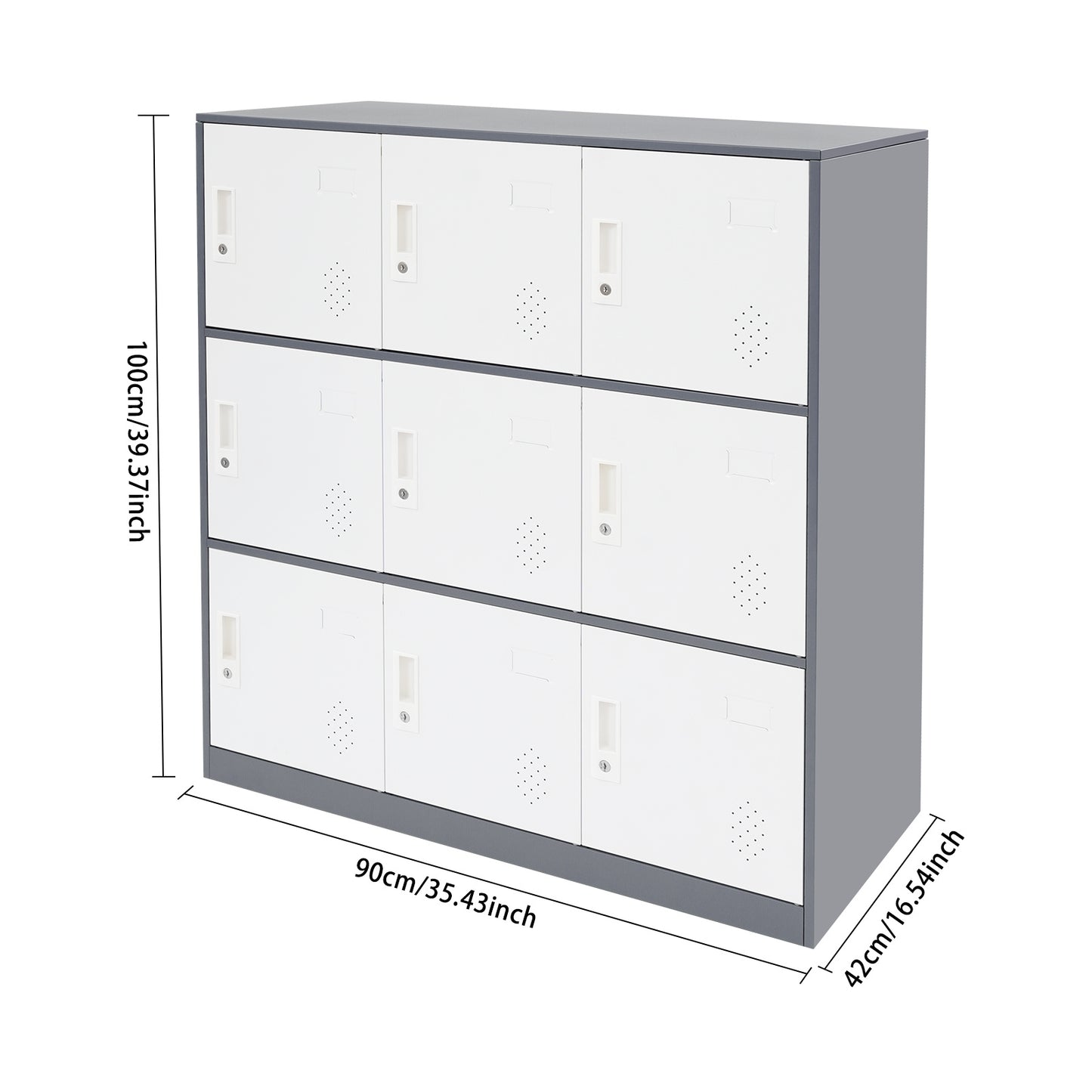 Lockerkast – Opbergkast – Archiefkast – Dichte Kast – Metalen Kast – Vergrendelbaar met 9 Vakjes – Stevige Stalen Constructie – Vrijstaand Vloermodel